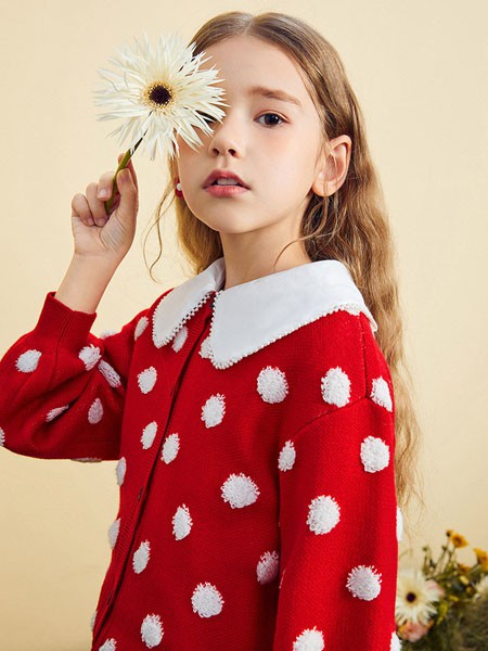壹零壹童装2021春夏季红色波点针织衫