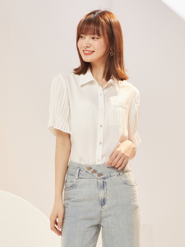 XG雪歌2021春夏季白色纯色衬衫