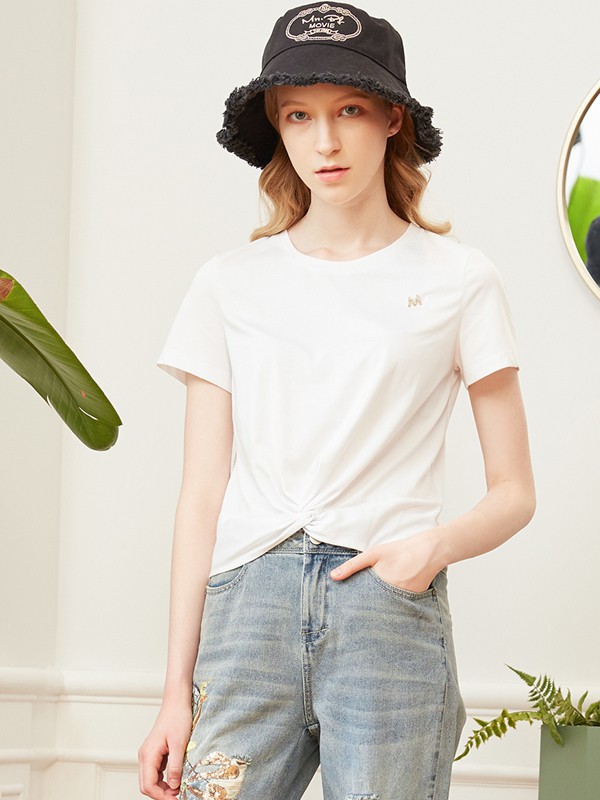 曼诺比菲2021春夏季白色纯色T恤