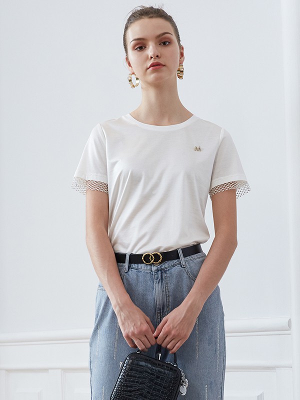 曼诺比菲2021春夏季白色印花T恤