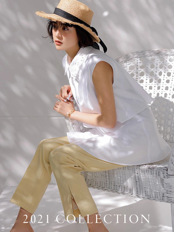 够爱女装2021春夏季黄色纯色七分裤