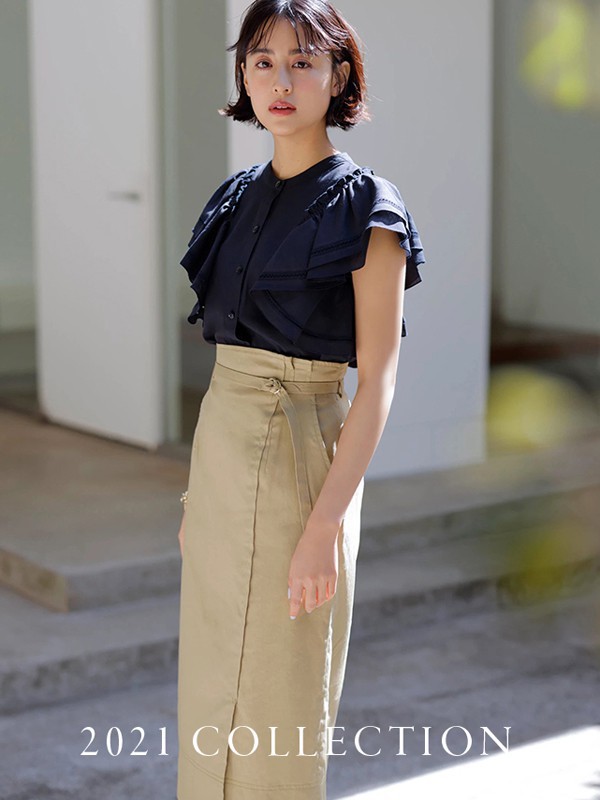 够爱女装2021春夏季卡其色纯色半身裙