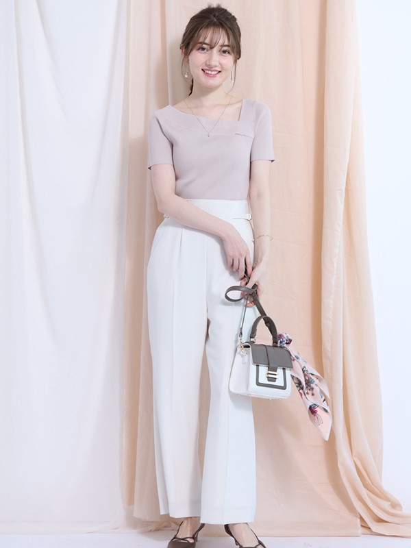 够爱女装2021春夏季白色纯色长裤