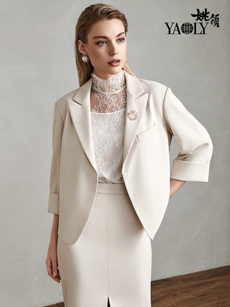姚领2021春夏季白色纯色西装