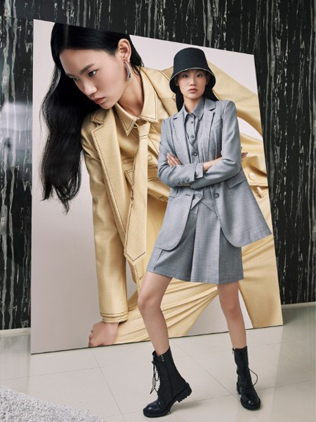 姚领2021春夏季灰色纯色西装