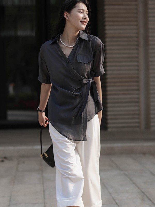 艺元素2021春夏季白色纯色长裤