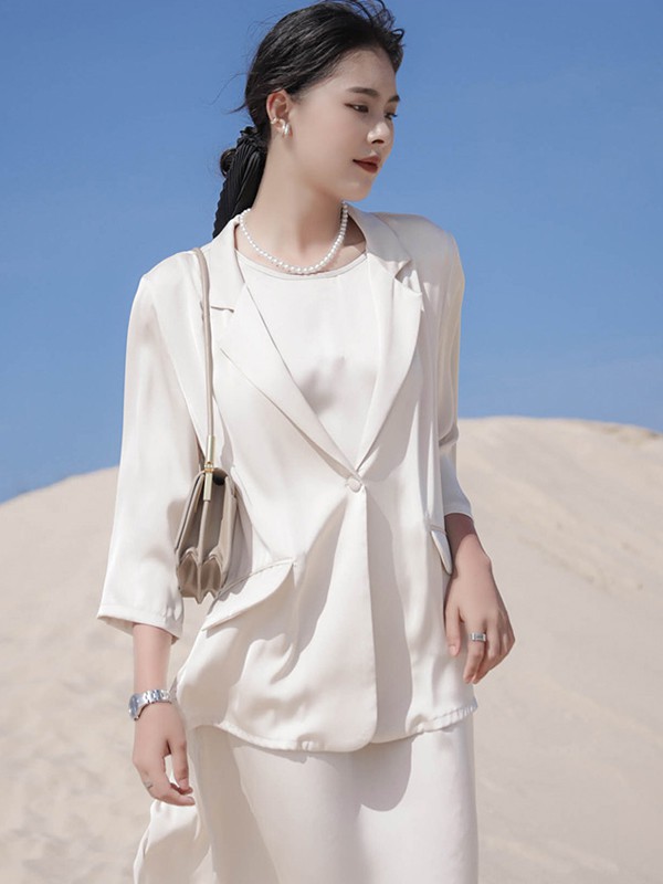 艺元素2021春夏季白色纯色外套