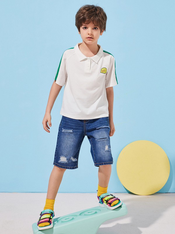 七匹狼2021春夏季白色印花polo衫