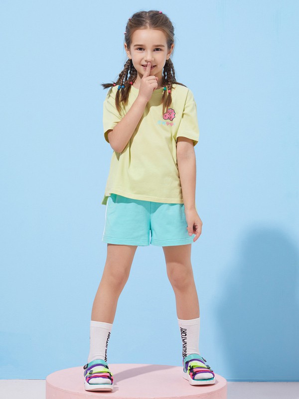 七匹狼2021春夏季黄色印花T恤