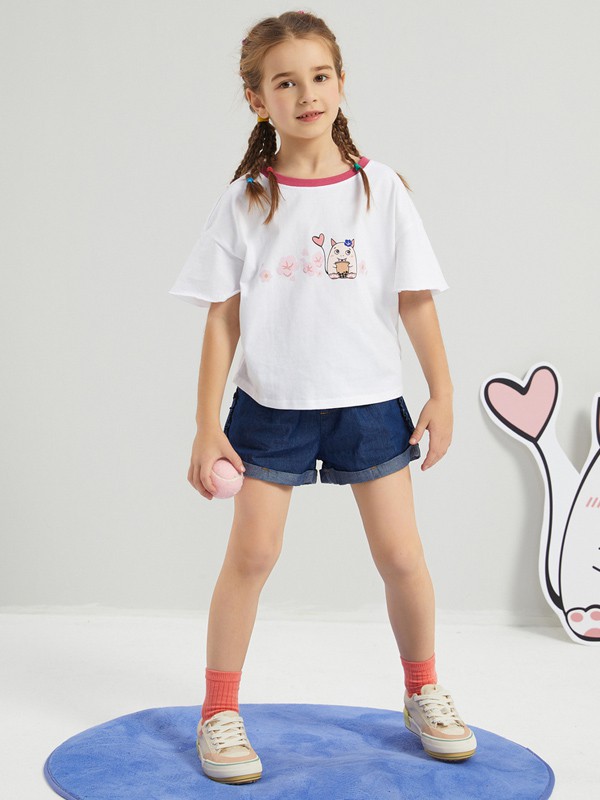 七匹狼2021春夏季白色印花T恤