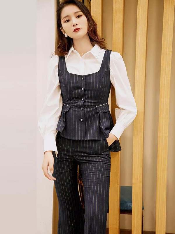 西纳维思女装2021春夏季黑色条纹背心