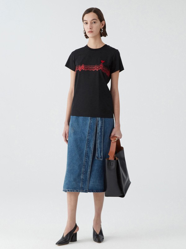 玛丝菲尔2021春夏季黑色字母T恤