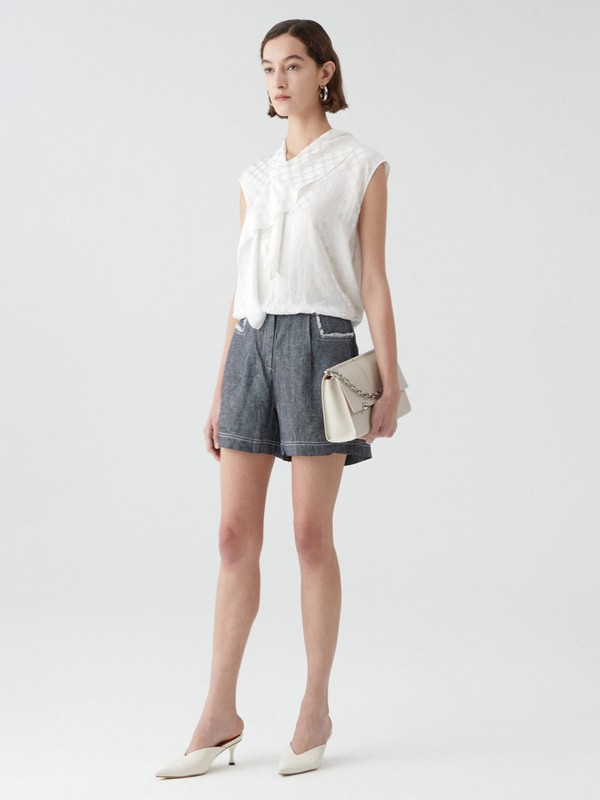 玛丝菲尔2021春夏季灰色纯色短裤