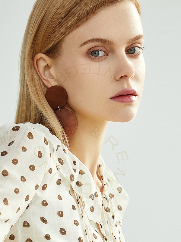 PETvv2021春夏季白色波点雪纺衫