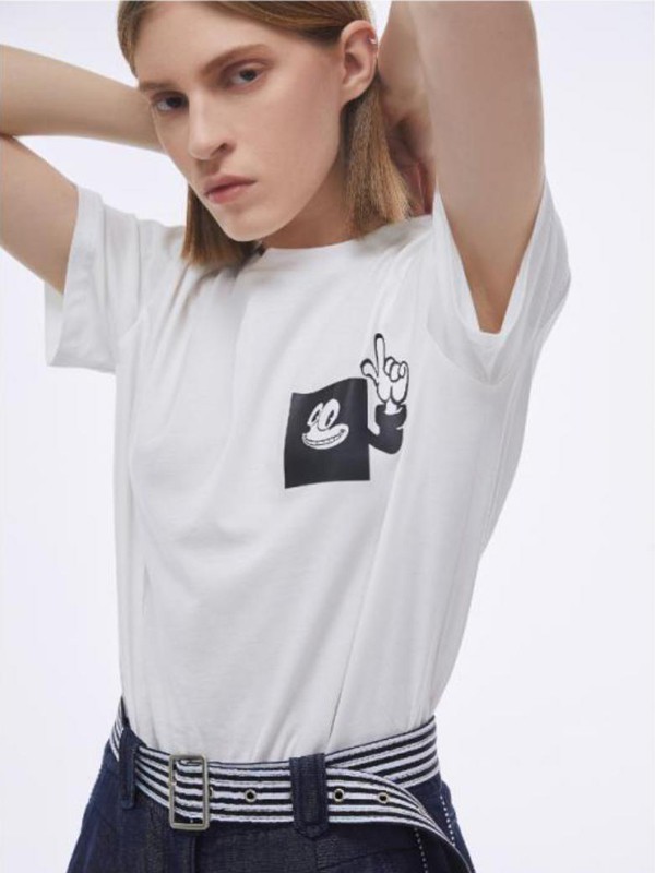 爱城市2021春夏季白色印花T恤