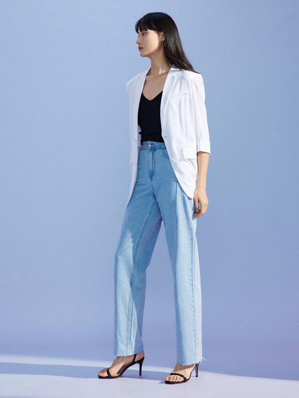 Lily2021春夏季蓝色长款长裤