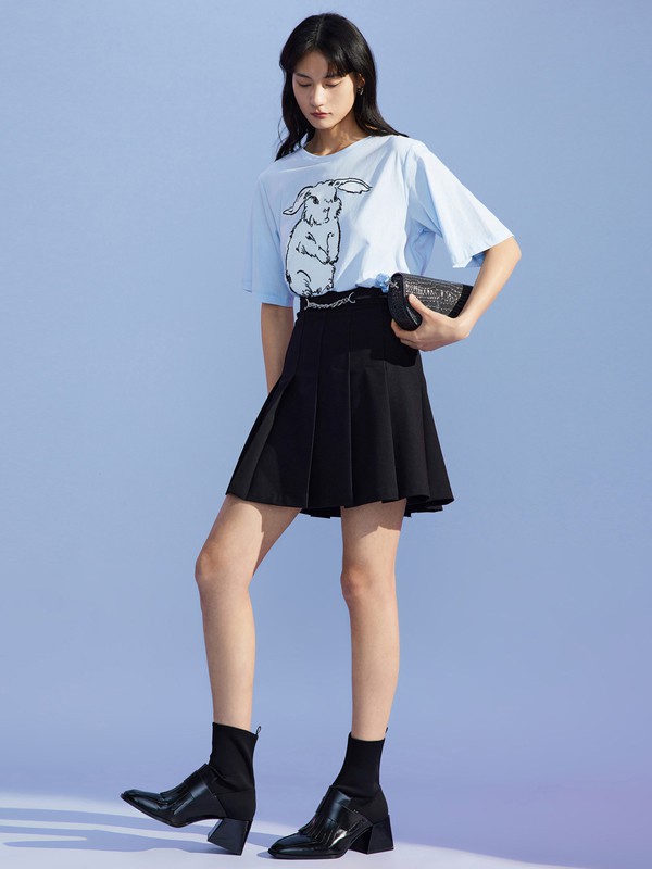 Lily2021春夏季卡其色印花T恤