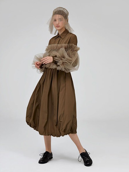 容子木2021春夏季棕色拼接连衣裙