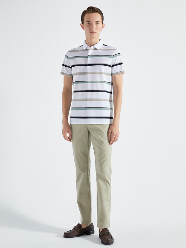 劲霸2021春夏季白色条纹百褶裙