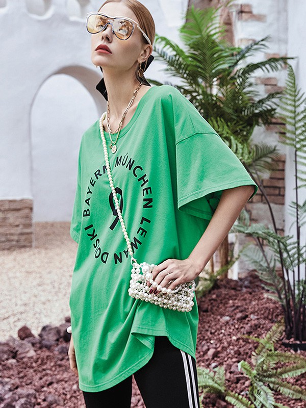 艾利欧 女装2021春夏季裸色印花T恤