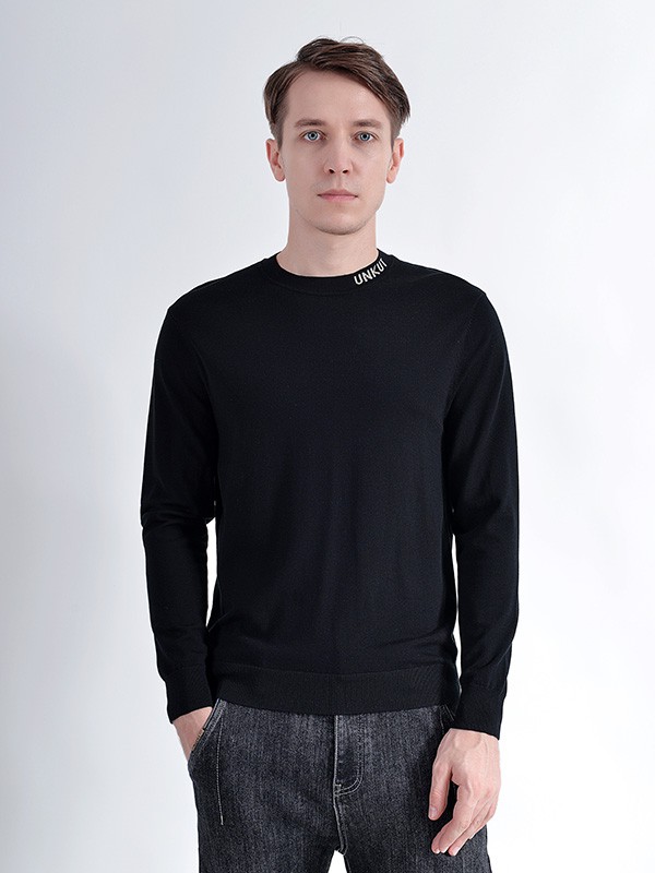 恩咖2021秋冬季黑色纯色T恤