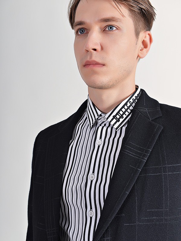 恩咖2021秋冬季黑色格子西装