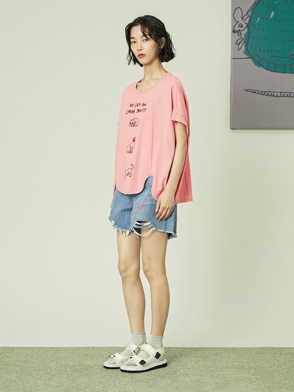 幻走女装2021春夏季肤色印花T恤