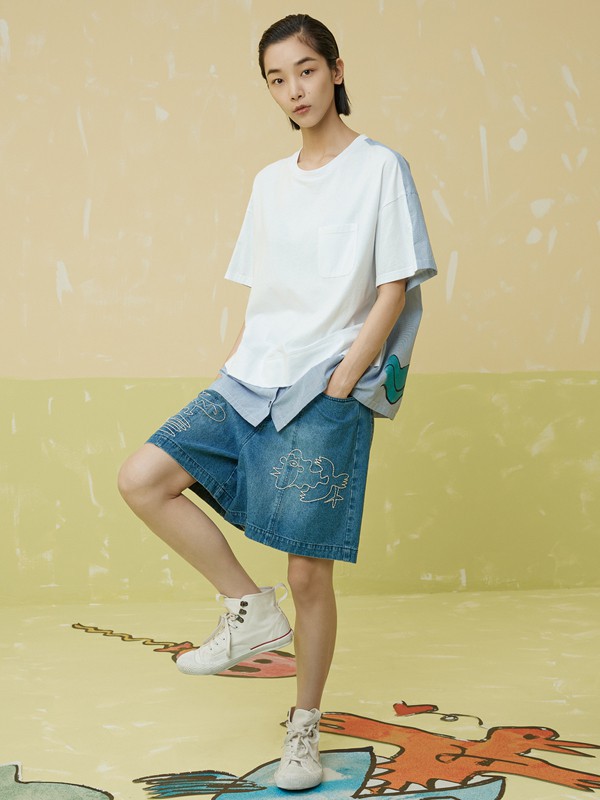 幻走女装2021春夏季白色印花T恤