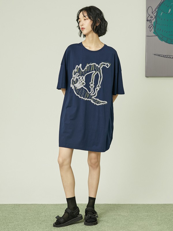 幻走女装2021春夏季藏蓝色印花马夹