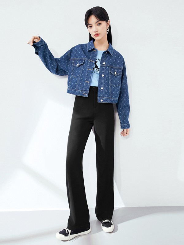 伊芙丽2021春夏季藏蓝色格子外套