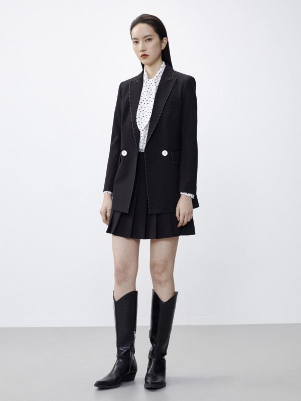 艾诺丝雅诗2021春夏季黑色纯色西装