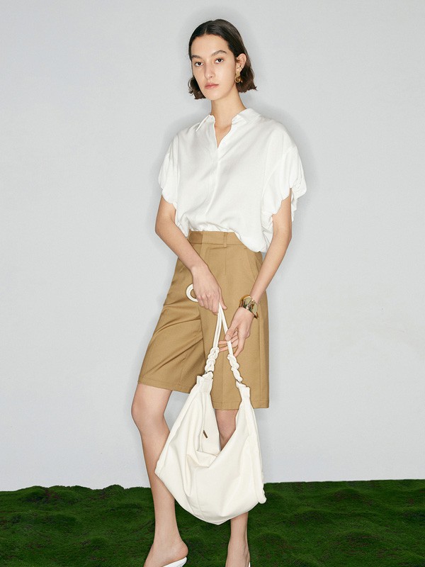 Pure:Moment:2021春夏季白色纯色衬衫