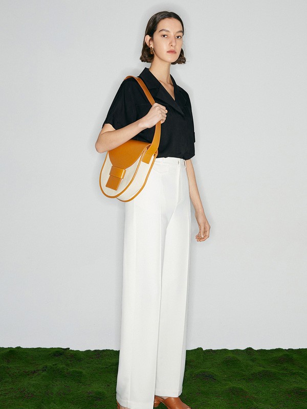 Pure:Moment:2021春夏季白色纯色阔腿裤