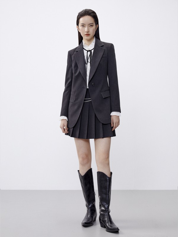 艾诺丝雅诗2021春夏季黑色纯色套装