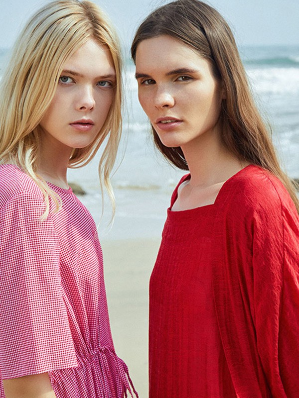 玛塞莉2021春夏季红色纯色连衣裙