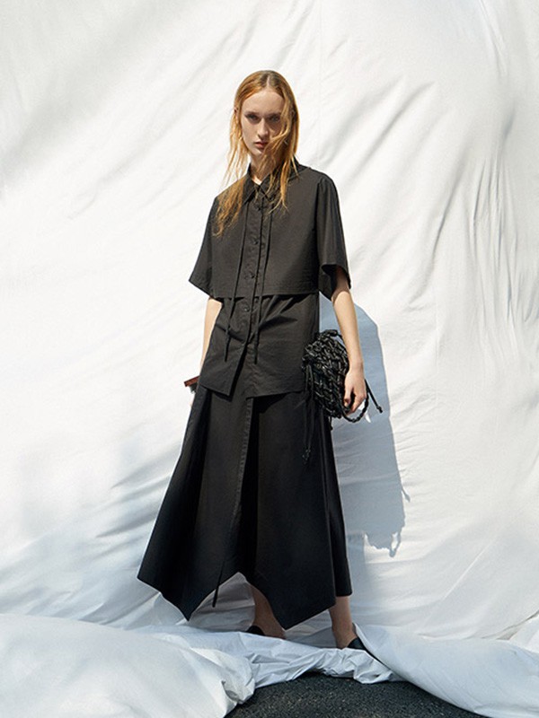 玛塞莉2021春夏季黑色纯色上衣