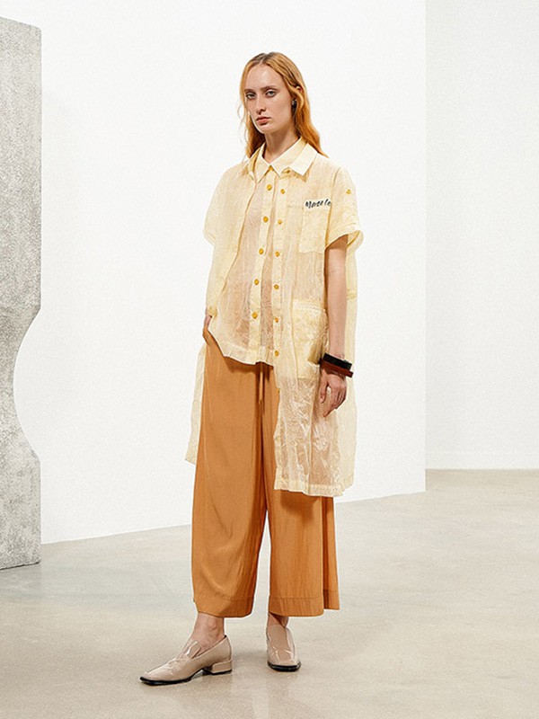 玛塞莉2021春夏季米色印花衬衫