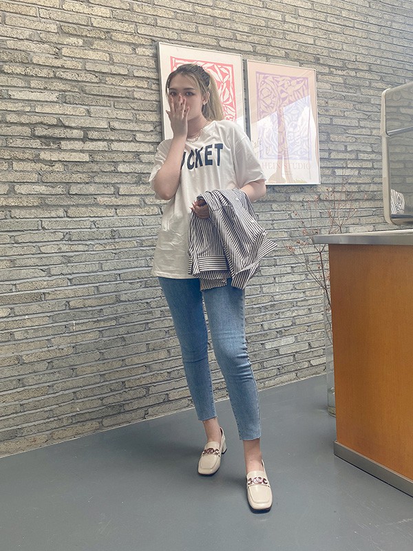 丹比奴2021秋冬季白色印花T恤