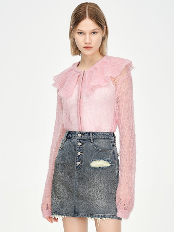 地素2021春夏季灰色纯色短裙