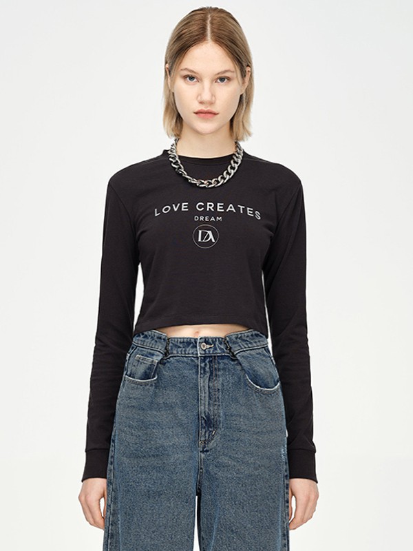 地素2021春夏季黑色字母T恤