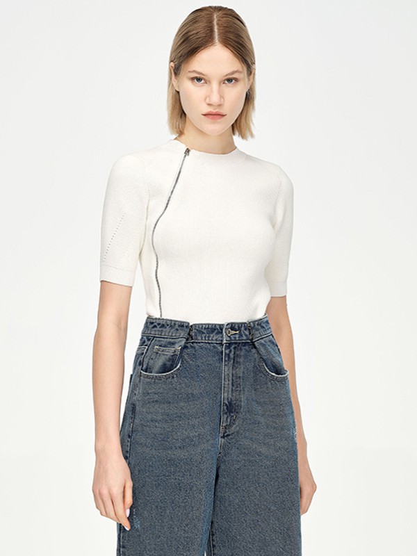 地素2021春夏季白色纯色T恤