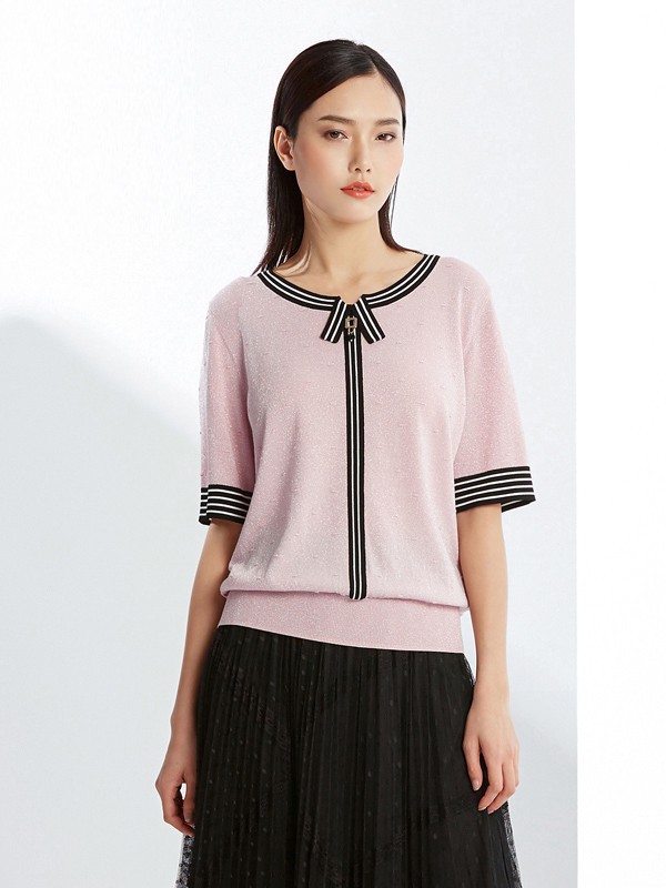 铂玺2021春夏季粉色印花上衣