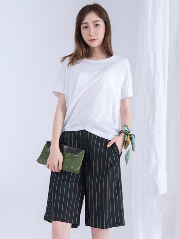 拾卡2021春夏季黑色条纹短裤