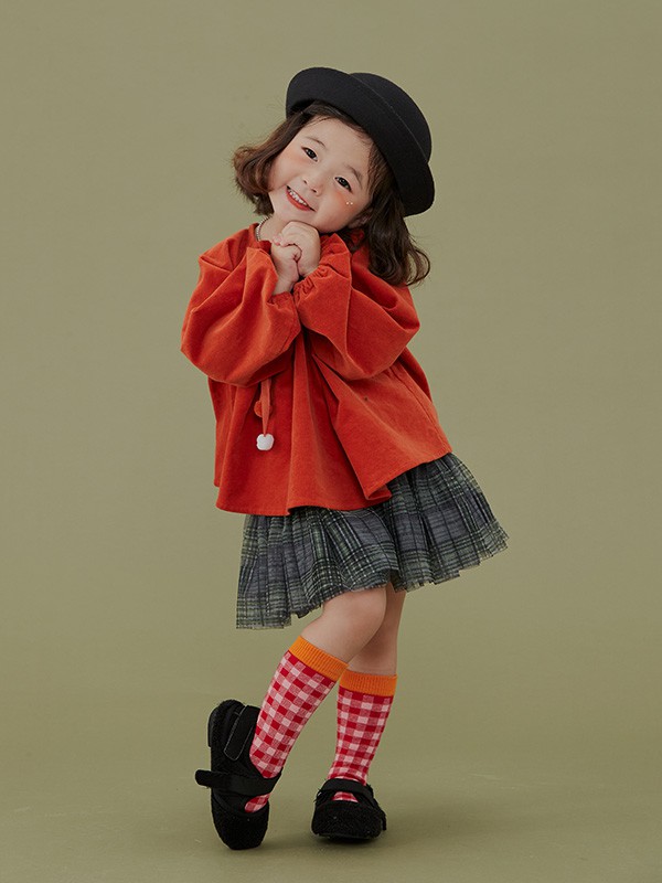 莫小汐童装2021秋冬季橙色纯色外套