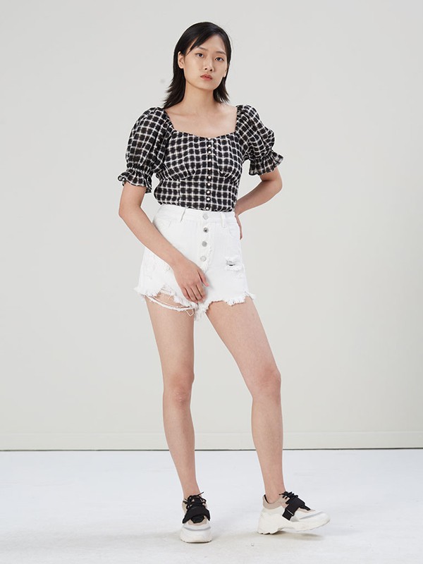 CC&DD2021春夏季黑色格子上衣