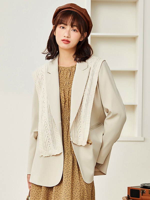 紫涵2021春夏季白色纯色西装