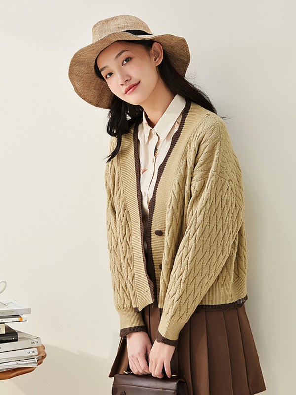 紫涵2021春夏季黄色纯色针织衫