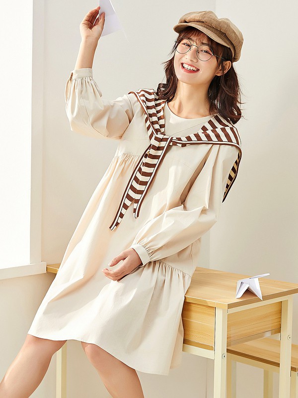 紫涵2021春夏季白色纯色连衣裙