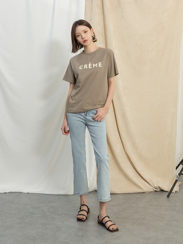 naingirl2021春夏季棕色字母T恤