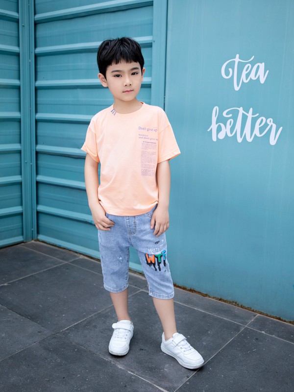 皇室童缘童装2021春夏季裸色印花polo衫